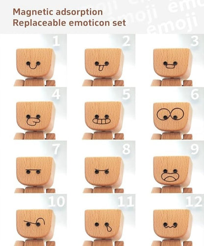 💥Last Day Special Sale 49% OFF👚Charming Little Wooden Figure That Sways with 12PCS Magnetic Expressions🔥