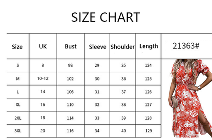 🌸2024  New Plus Size Elegant V-Neck Floral High Waist Split Dress