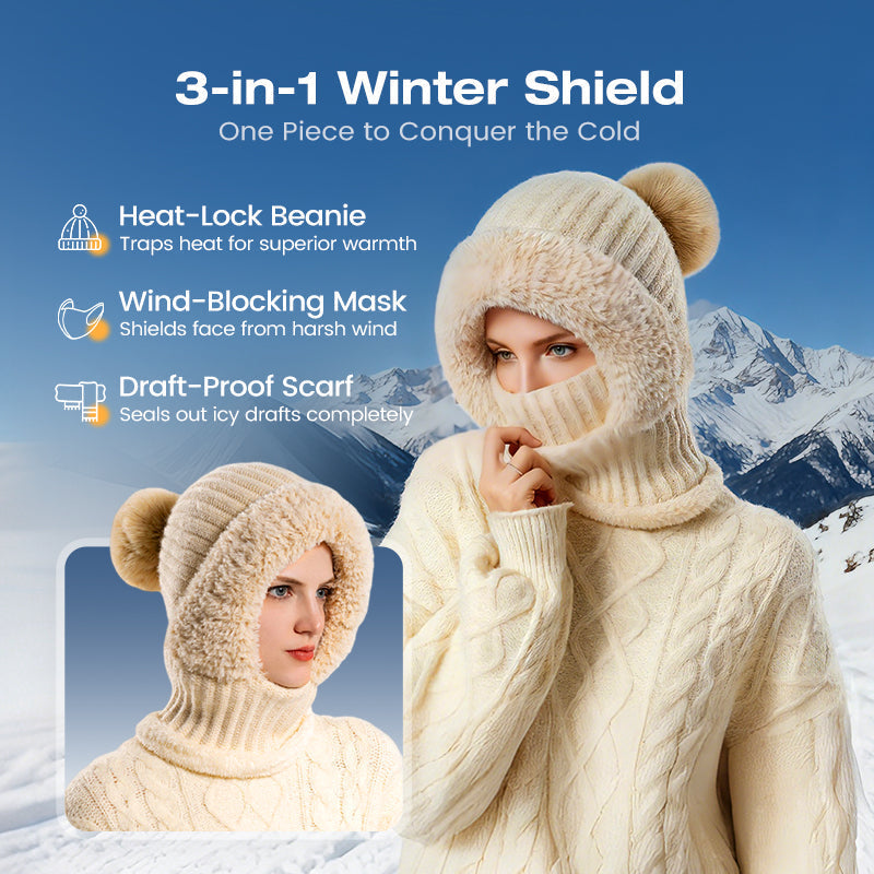 🎁Hot Sale 60% OFF🔥Women's Winter One-Piece Knitted Beanie Scarf Mask