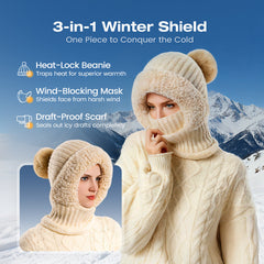 🎁Hot Sale 60% OFF🔥Women's Winter One-Piece Knitted Beanie Scarf Mask
