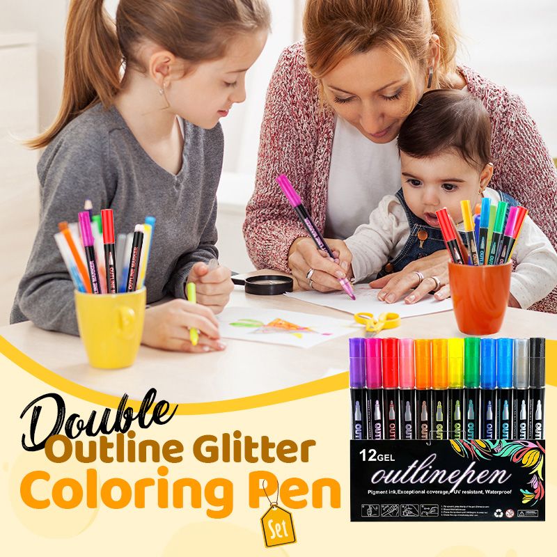 🎄Christmas Flash Sale 49% OFF 🎅Glitter Double Outline Coloring Marker Set🖌️
