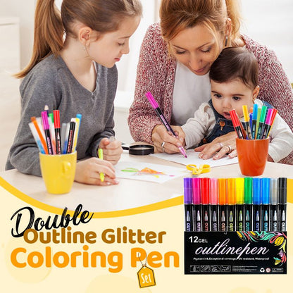 🎄Christmas Flash Sale 49% OFF 🎅Glitter Double Outline Coloring Marker Set🖌️