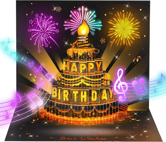 🎉LAST DAY SALE 70% OFF!!🔥3D Pop Up Musical Birthday Card with Lights & Song🎵🎂