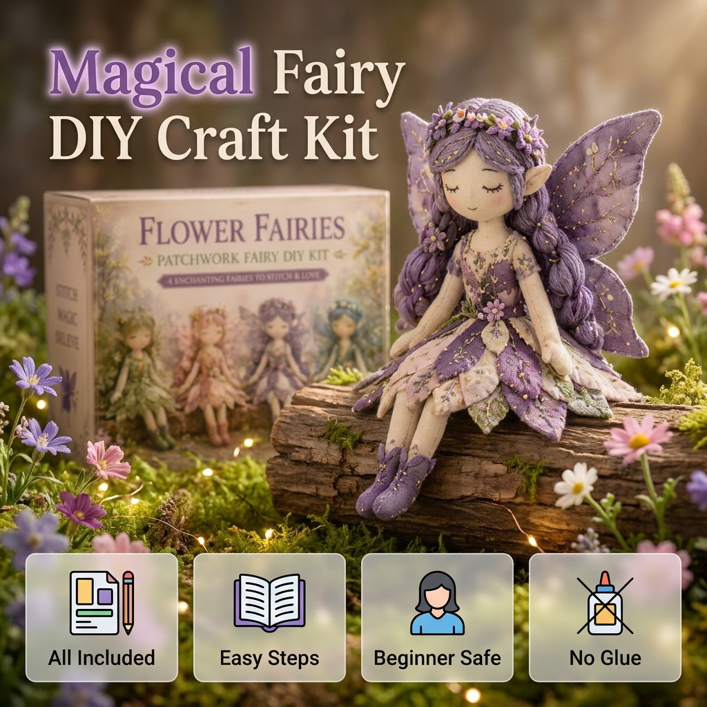 🌸LAST DAY SPECIAL PRICE!!🌸 Flower Fairies Patchwork DIY Kit 🧚‍♀️4 Whimsical Fairy Dolls Sewing Kit
