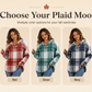 🍂Women's Plaid V Neck Hooded Tunic, Long Sleeve Drawstring Casual Fall Top with Curved Hem