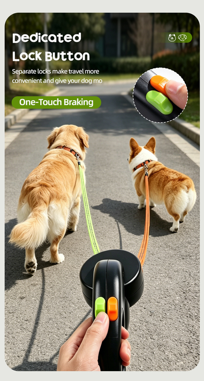 🐾 Dual Retractable Double Dog Leash