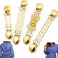 📿Pearl Dress Clips 4 Style Back Cinch Clips Set Vintage Sweater Pearl Brooch Dress Shirt Ties for Women Sweater Cardigan💎