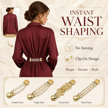 📿Pearl Dress Clips 4 Style Back Cinch Clips Set Vintage Sweater Pearl Brooch Dress Shirt Ties for Women Sweater Cardigan💎