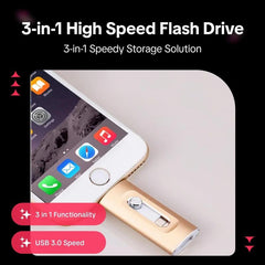 🎁LAST DAY SALE 49% OFF⚡3 in 1 Flash Drive, Portable High Speed USB 3.0 Memory Storage