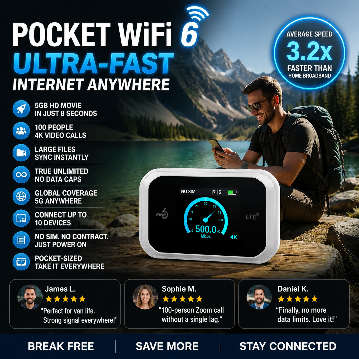 🏆LAST DAY SALE ONLY ￡17.99!🔥Airo™ Pocket Wi-Fi Hotspot – Full 4G/LTE Coverage 🌍 | Connects 10 Devices | All-Day Battery | Military-Grade Security 🔒 | UK & EU Ready!