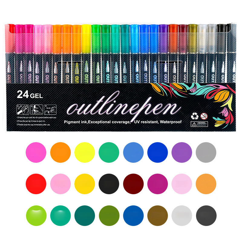 🎄Christmas Flash Sale 49% OFF 🎅Glitter Double Outline Coloring Marker Set🖌️