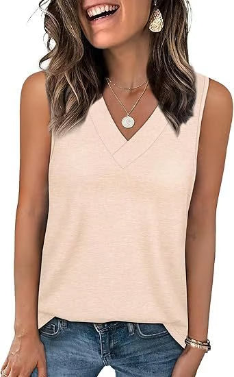 Women's Casual V-Neck Loose Fit Tank Top