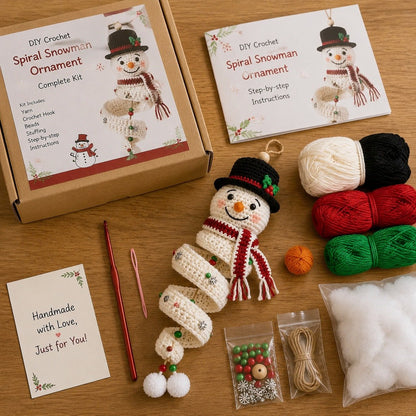 🎅Crochet Snowman Spiral Oranment DIY Kit -🎄🧶A Beginner-Friendly Crochet Experience Inspired by the Magic of Christmas.