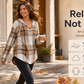🍂Women's Plaid V Neck Hooded Tunic, Long Sleeve Drawstring Casual Fall Top with Curved Hem