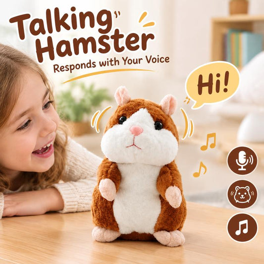 🐹 Last Day Only £ 8.99 ！！🎅Talking Hamster Plush – repeats whatever you say, auto head-shaking, hilarious fun for kids & adults