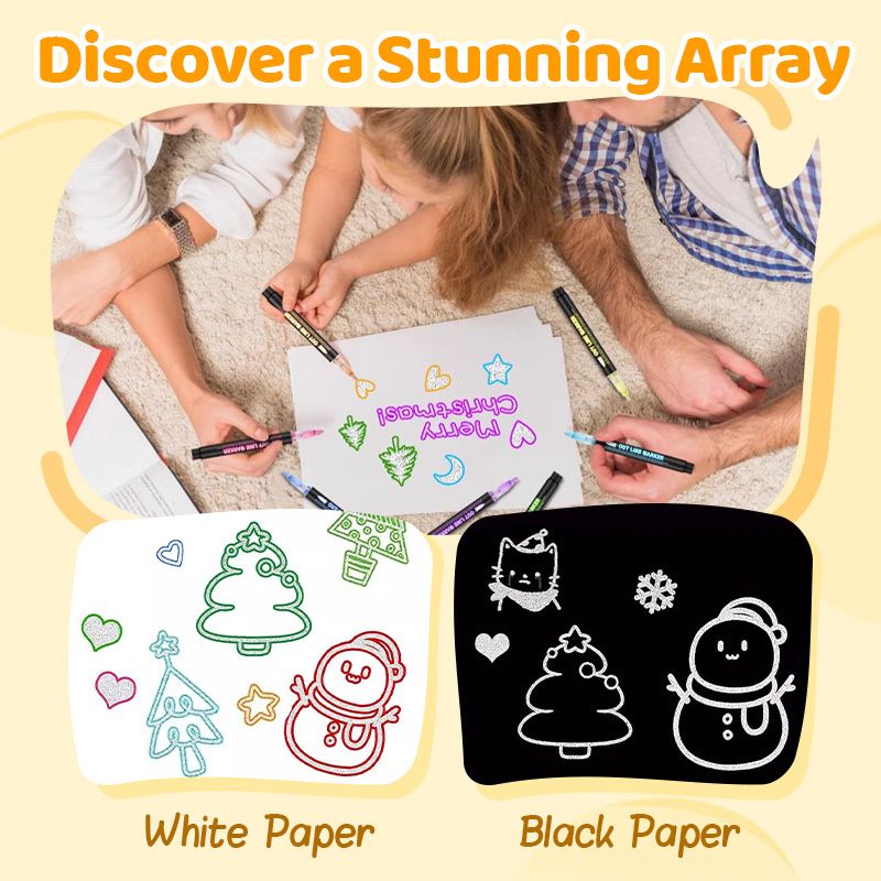 🎄Christmas Flash Sale 49% OFF 🎅Glitter Double Outline Coloring Marker Set🖌️