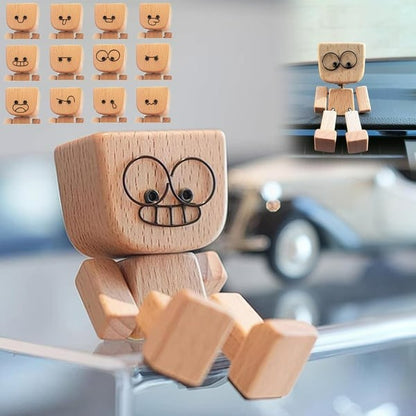 🎉NEW YEAR SALE £7.99!!🔥Charming Little Wooden Figure That Sways with 12PCS Magnetic Expressions🔥