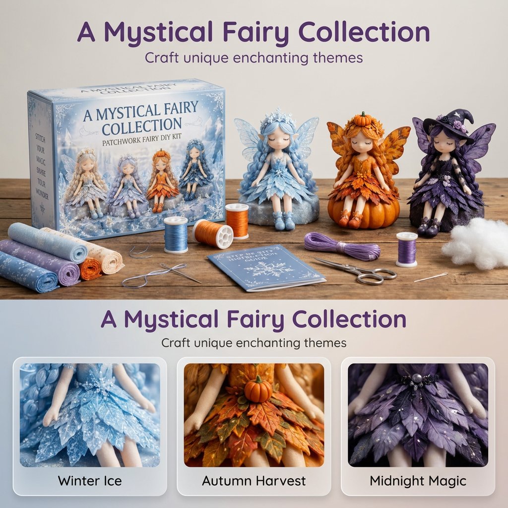 🌸LAST DAY SPECIAL PRICE!!🌸 Flower Fairies Patchwork DIY Kit 🧚‍♀️4 Whimsical Fairy Dolls Sewing Kit