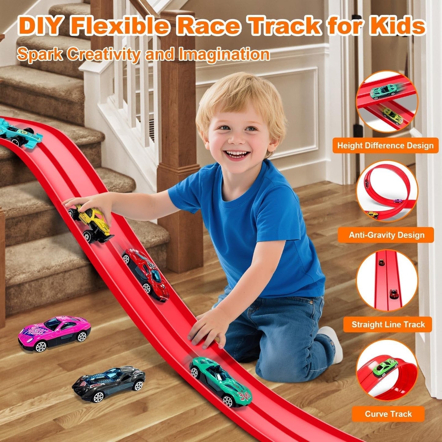 🎁Last Day Promotion 49% OFF🔥🏎️DIY Children's Alloy Car Suction Cup Race Track