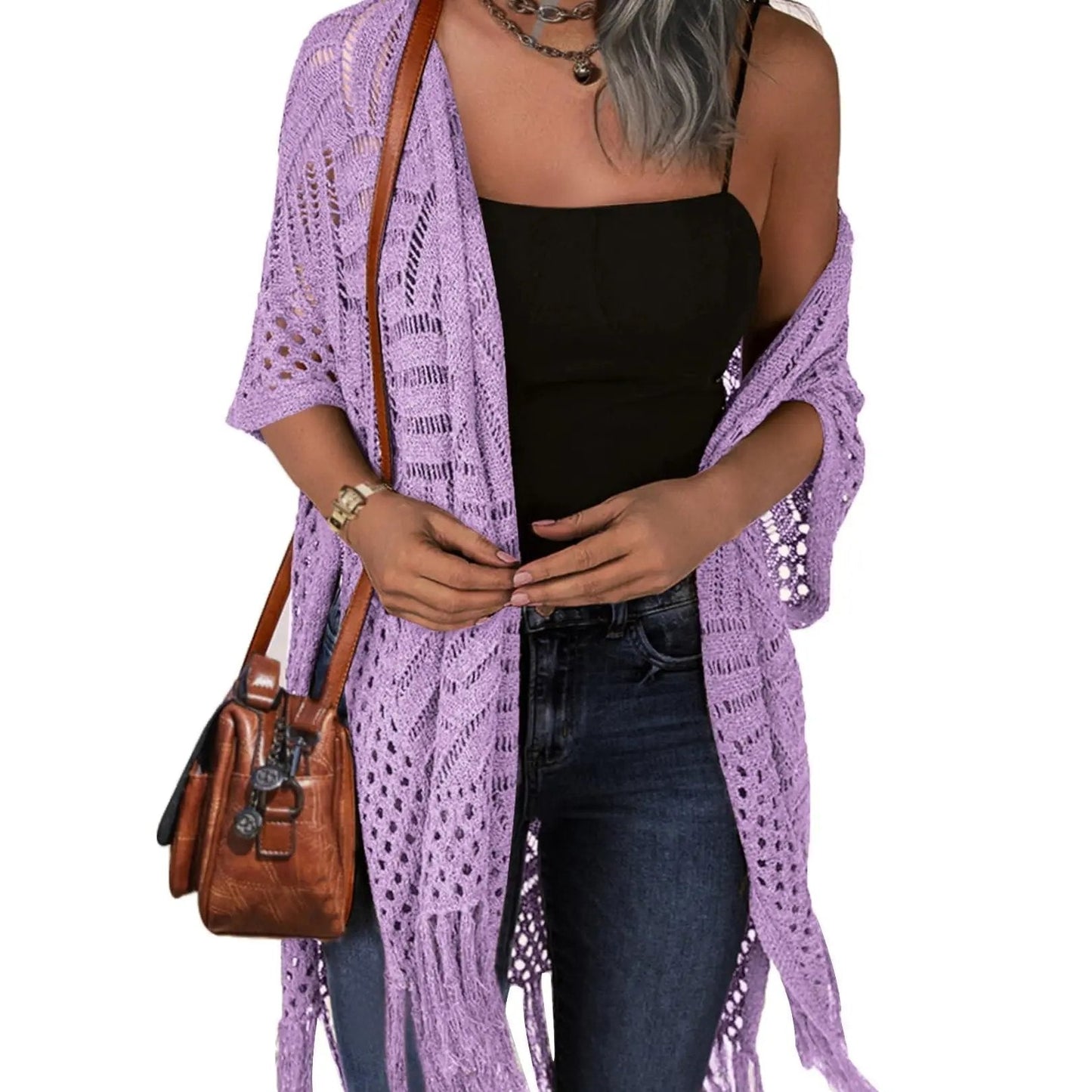 💥Buy 2 Get Free Shipping 😍Women’s Oversized Knit Cardigan – Lightweight Crochet Tassel Kimono for Spring & Summer 🌸