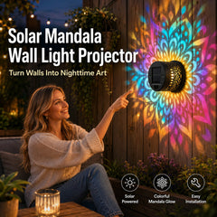 🔥This Week's Special Price ￡12 !!!🌞💡Solar Mandala Wall Light Outdoor Garden Fence Projector Lamp Patio Ambient Decor✨