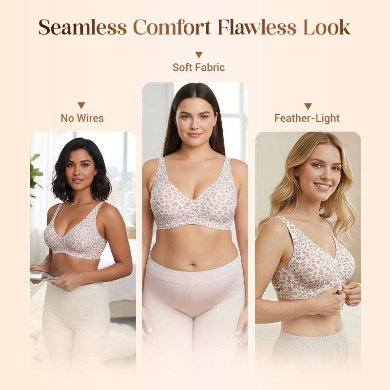 🌸LAST DAY SPECIAL PRICE!!🌸 Jelly Wireless Womens Comfortable Wireless Bras Push Up Bralettes Seamless Tshirts Bras Deep V Everyday Bras