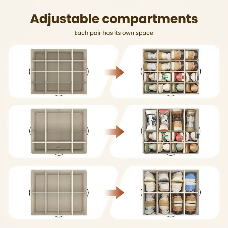 ⏰LIMITED TIME 49% OFF! 👟 Fabric Shoe Organizer Storage Box – Foldable, Large Capacity, Dustproof & Breathable for Closet & Bedroom 🧺✨