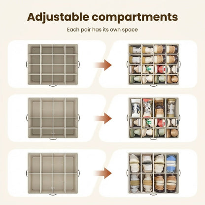 ⏰LIMITED TIME 49% OFF! 👟 Fabric Shoe Organizer Storage Box – Foldable, Large Capacity, Dustproof & Breathable for Closet & Bedroom 🧺✨