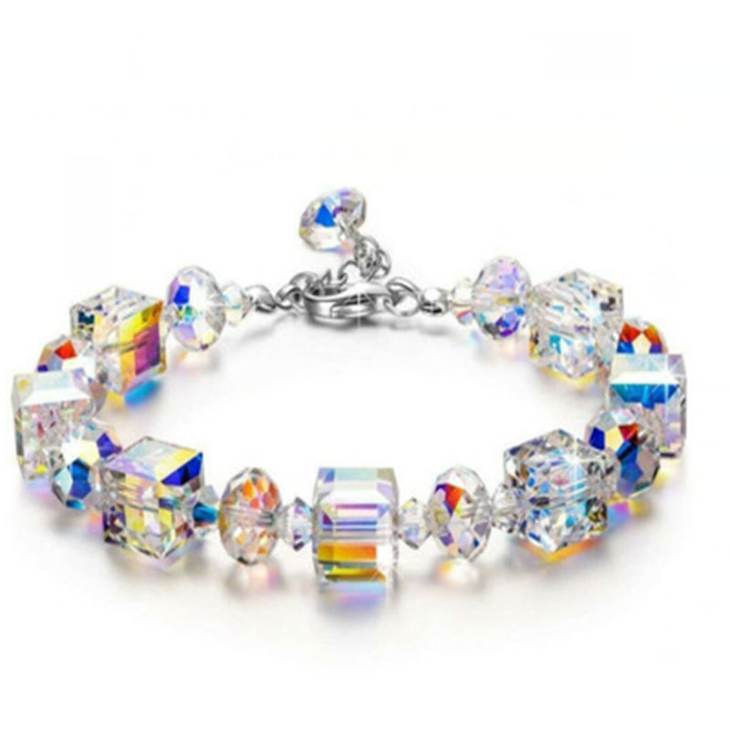 💥Hot Sale🩵Austrian Sugar Cube Crystal Bracelet Necklace Earrings For Women✨