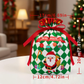 Christmas Velvet Gift Bags, Drawstring Pouches with Handle, Xmas Santa Treat Sacks for Christmas Eve Apple, Candy & Small Gifts