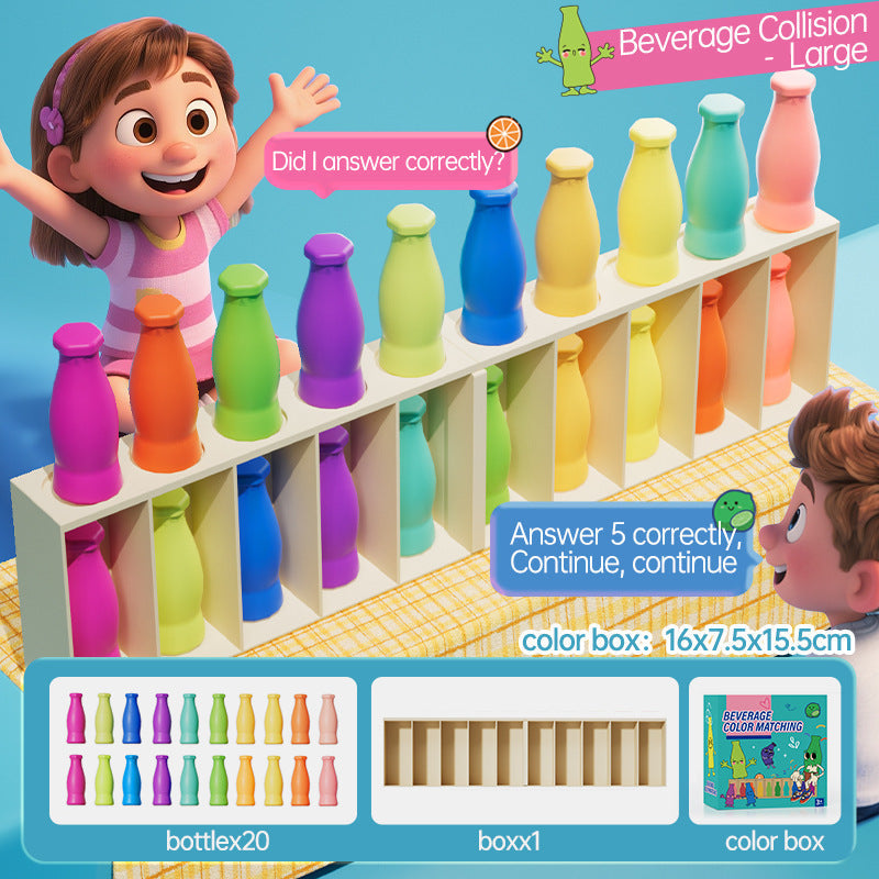 🎁Last Day Promotion 49% OFF🔥Baby Memory Matching Game, 10 Drink Bottle Pairs Toy, Color Recognition & Cognitive Development, Interactive Parent-Child Fun Activity