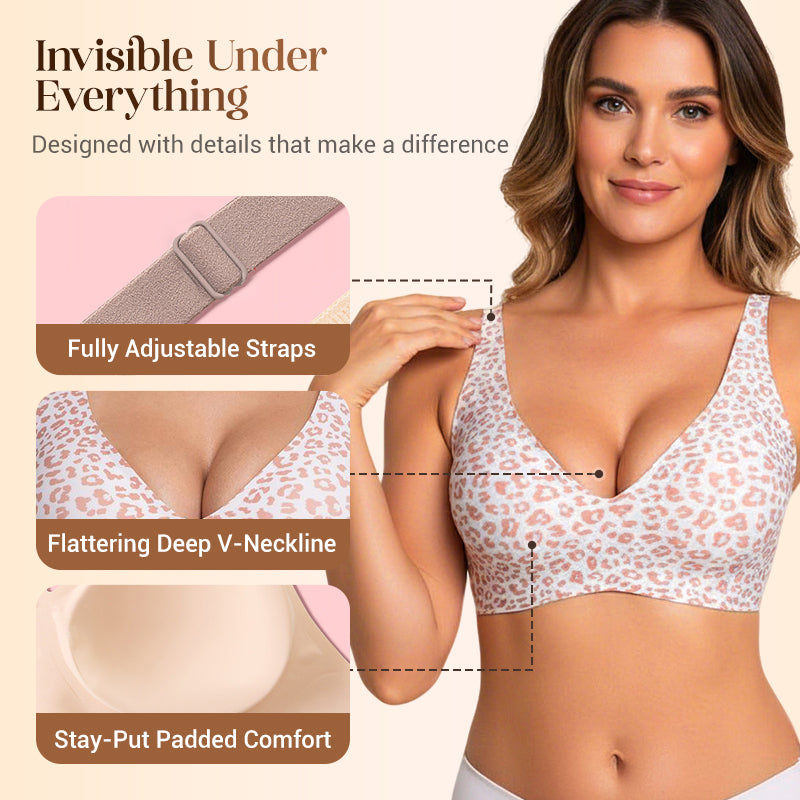 🌸LAST DAY SPECIAL PRICE!!🌸 Jelly Wireless Womens Comfortable Wireless Bras Push Up Bralettes Seamless Tshirts Bras Deep V Everyday Bras