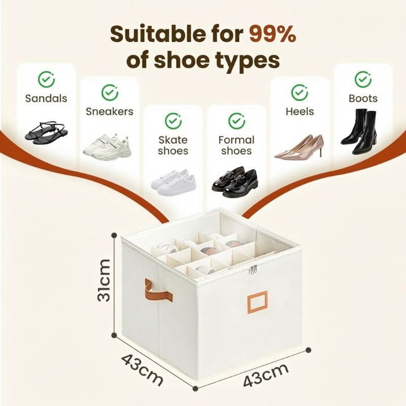 ⏰LIMITED TIME 49% OFF! 👟 Fabric Shoe Organizer Storage Box – Foldable, Large Capacity, Dustproof & Breathable for Closet & Bedroom 🧺✨