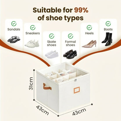⏰LIMITED TIME 49% OFF! 👟 Fabric Shoe Organizer Storage Box – Foldable, Large Capacity, Dustproof & Breathable for Closet & Bedroom 🧺✨