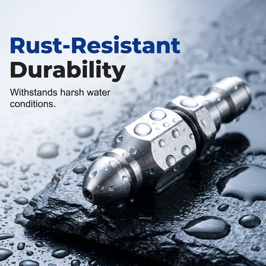 💥 BUY 2 GET 1 FREE +  50% OFF!🔧6500 PSI Stainless Steel Sewer Jetter Nozzle – 1/4" Quick Connect Drain Cleaning Attachment for Pressure Washers