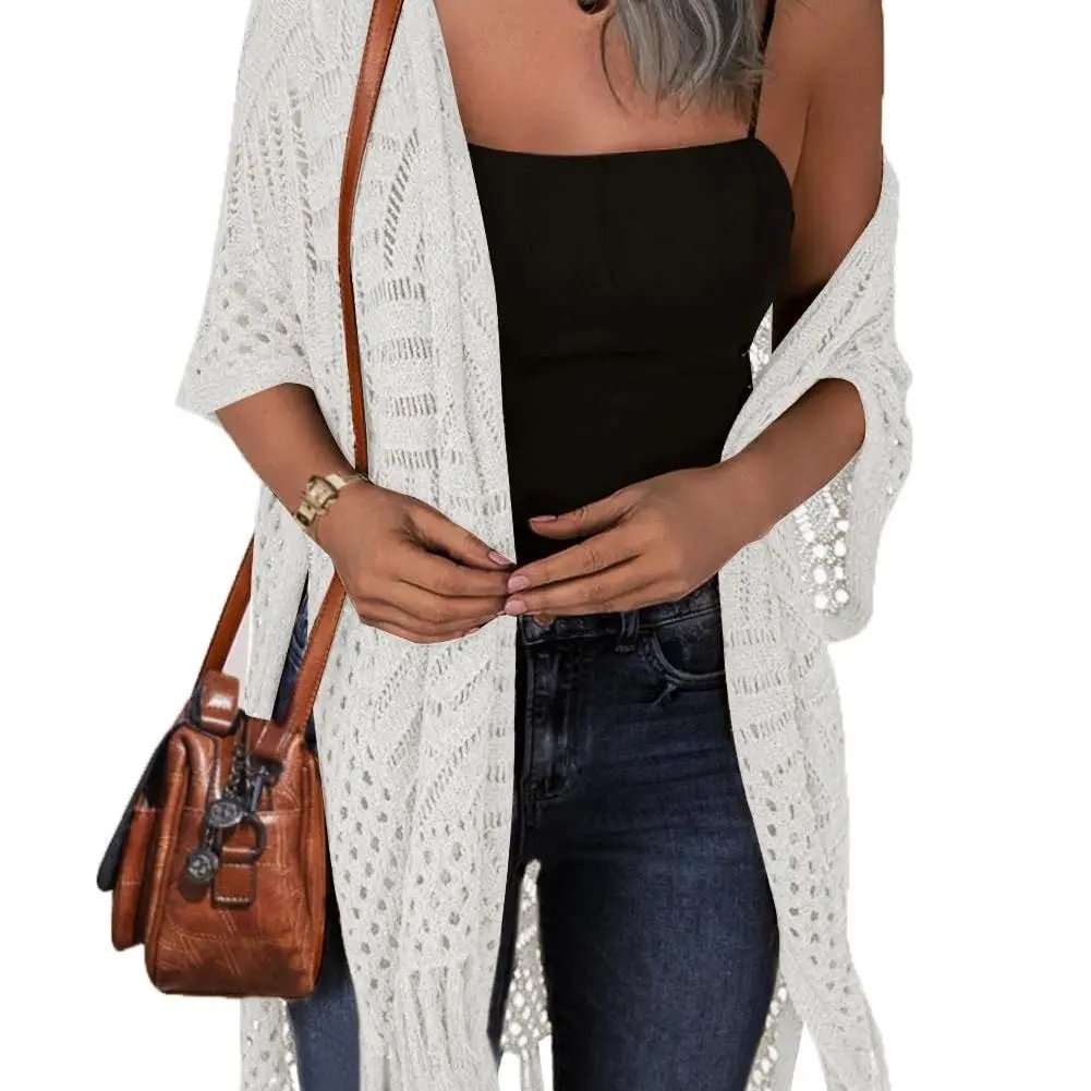 💥Buy 2 Get Free Shipping 😍Women’s Oversized Knit Cardigan – Lightweight Crochet Tassel Kimono for Spring & Summer 🌸