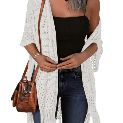 💥Buy 2 Get Free Shipping 😍Women’s Oversized Knit Cardigan – Lightweight Crochet Tassel Kimono for Spring & Summer 🌸