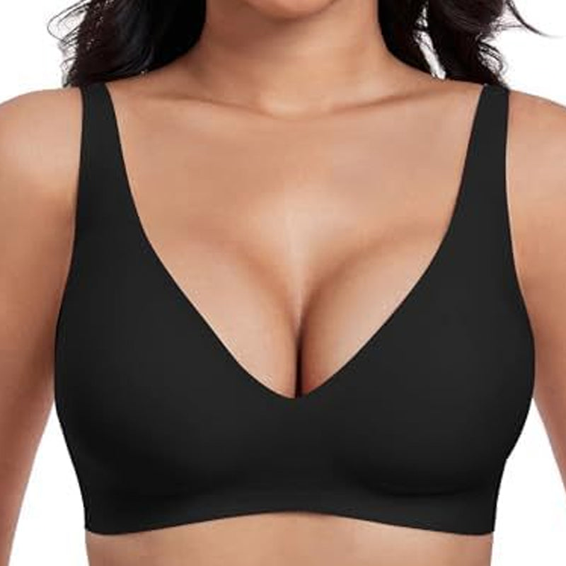 🌸LAST DAY SPECIAL PRICE!!🌸 Jelly Wireless Womens Comfortable Wireless Bras Push Up Bralettes Seamless Tshirts Bras Deep V Everyday Bras