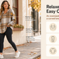 🍂Women's Plaid V Neck Hooded Tunic, Long Sleeve Drawstring Casual Fall Top with Curved Hem