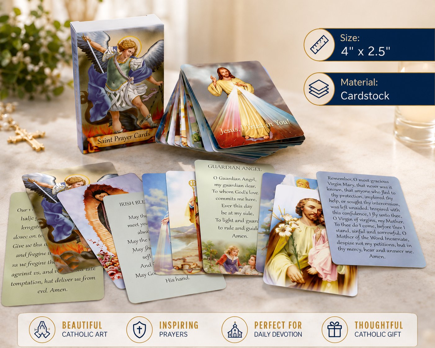 💥Last Day Special Sale 49% OFF👚✝️ Catholic Genuine Leather Holy Card Holder – Pocket Prayer Card Organizer with Snap Closure