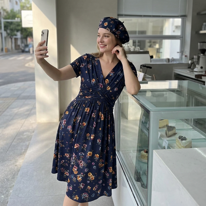 🌸LAST DAY SPECIAL PRICE!!🌸Women's V-Neck Floral Print Dress with Twist Waist