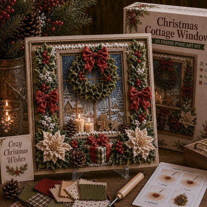 🎁 3D Christmas Fabric Poke Art Kit🎄 Handmade Fabric Poke Art Kit🎅 Vintage Holiday Handmade Decoration, DIY Christmas Craft Kit for Adults & Beginner