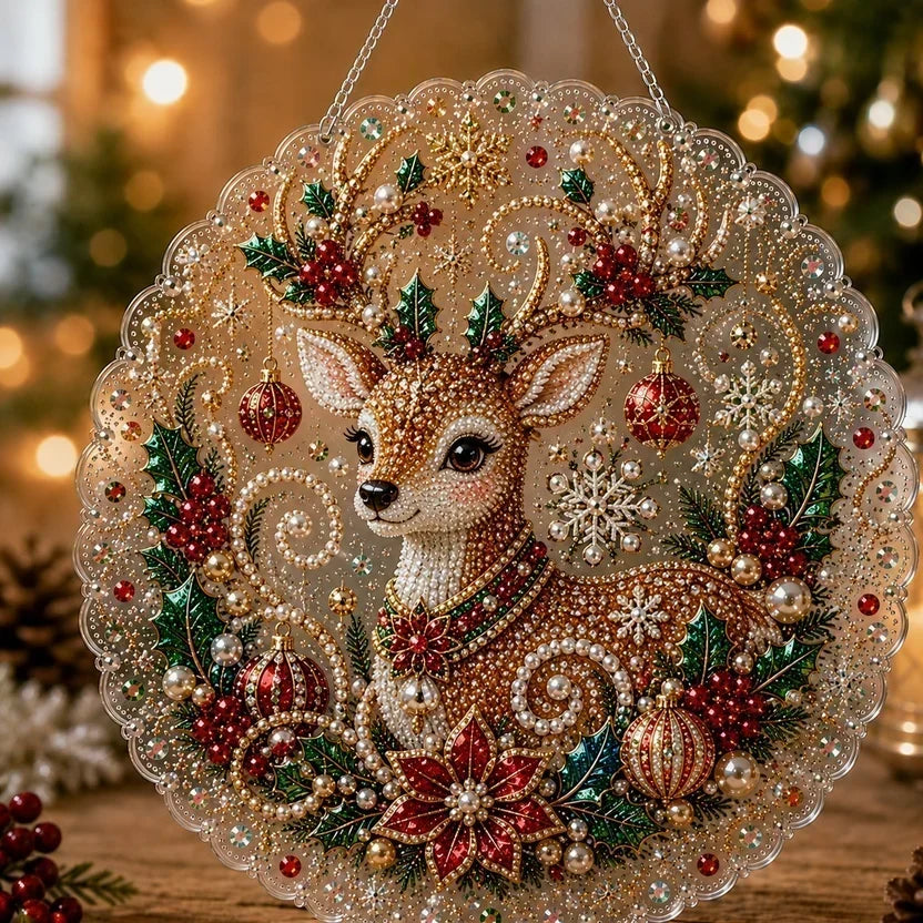 🎅Christmas Pre Hot Sale 49%OFF🎄Christmas Pearl Diamond Art Hanging Ornament Kit | Resistant Non-Fading Pearl Beads DIY Handmade Holiday Hanging Decor 🎅💎