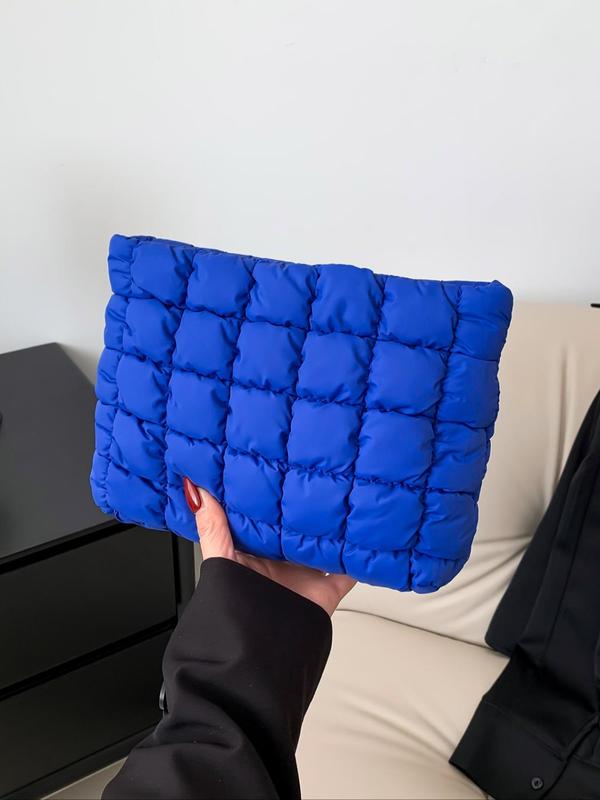🔥 Solid Color Quilted Clutch – Large Capacity Travel Storage Bag