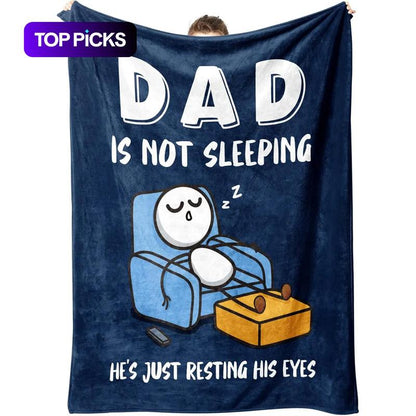 💥 Last Day! Special Sale – Only £9.99 👚“Dad’s Not Sleeping… Just Resting His Eyes” Blanket 🛋️💤  Ultra-Soft, UK-Made Flannel – The Perfect Gift from Kids ❤️