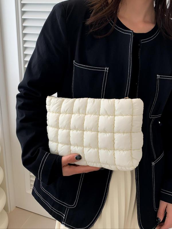 🔥 Solid Color Quilted Clutch – Large Capacity Travel Storage Bag