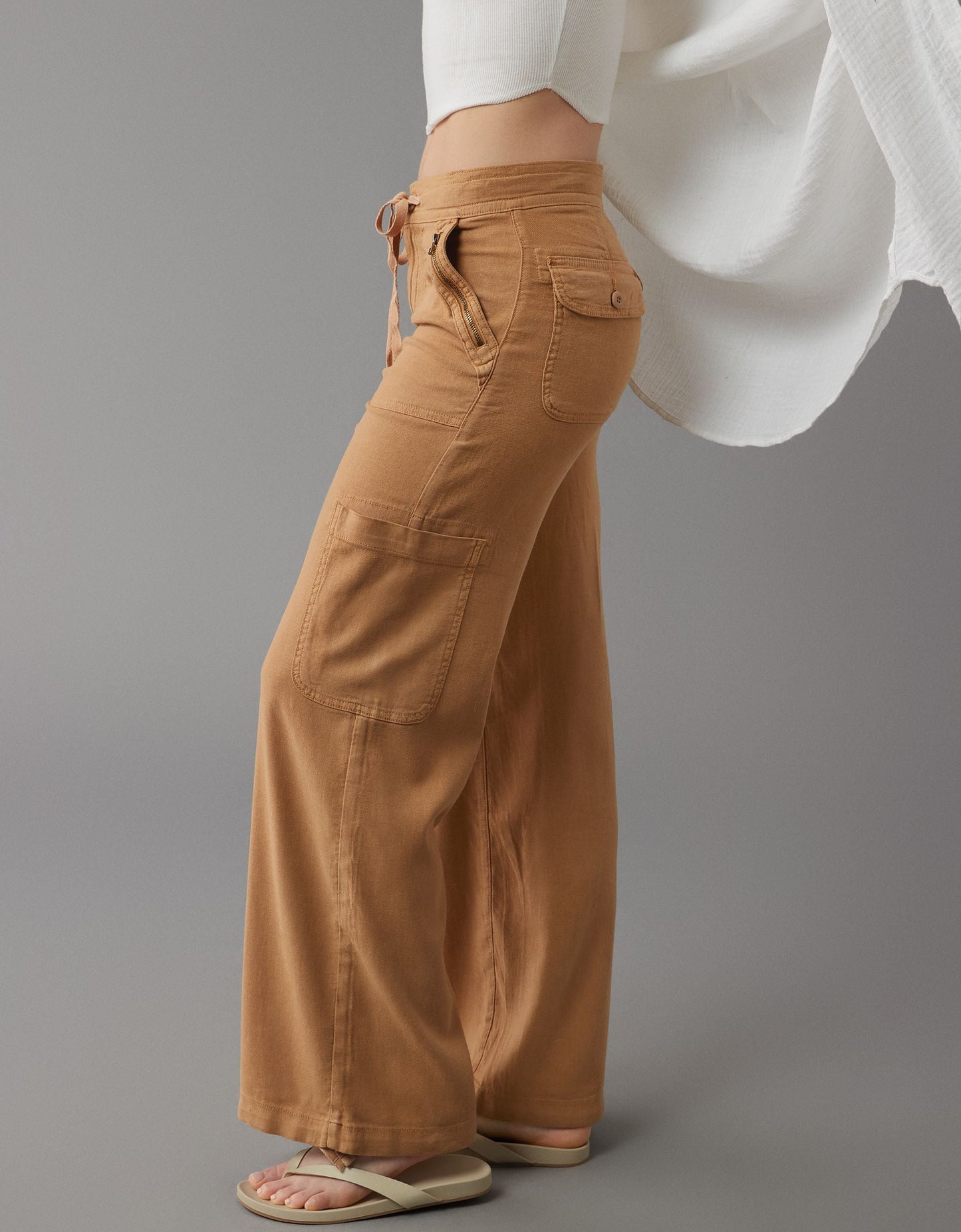 🔥2024 New Arrival🔥Linen-Blend Wide-Leg Cargo Pant