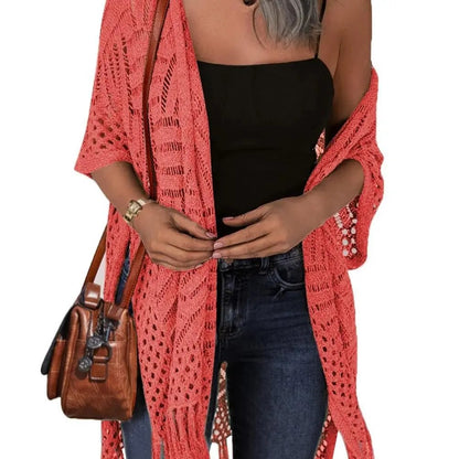 💥Buy 2 Get Free Shipping 😍Women’s Oversized Knit Cardigan – Lightweight Crochet Tassel Kimono for Spring & Summer 🌸