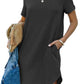 🌈2024 Women's Casual Short Sleeve T Shirt Dress Basic Dresses with Pockets