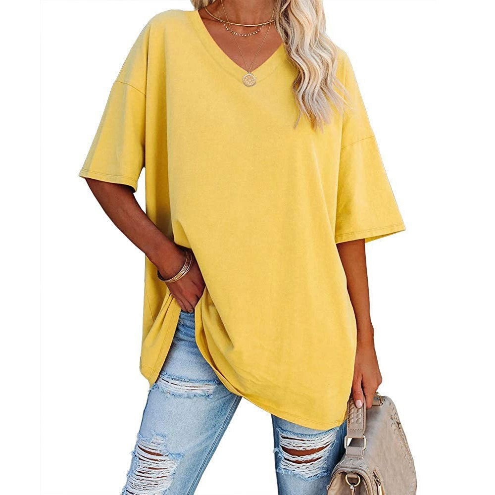 💥Last Day Special Sale 49% OFF👚Women's Summer Half Sleeve Casual Loose Fit Cotton Tunic T-shirt